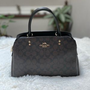 COACH Lillie Medium Carryall Purse Handbag Signature Canvas Brown Black Women’s